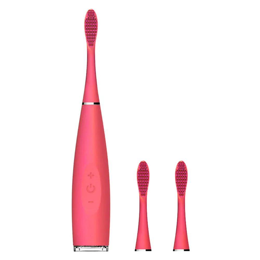 USB Rechargeable Sonic Silicone Electric Toothbrush Brush Waterproof Ultrasonic Deep Clean Food Grade Teeth Whitening - Цвет: red2