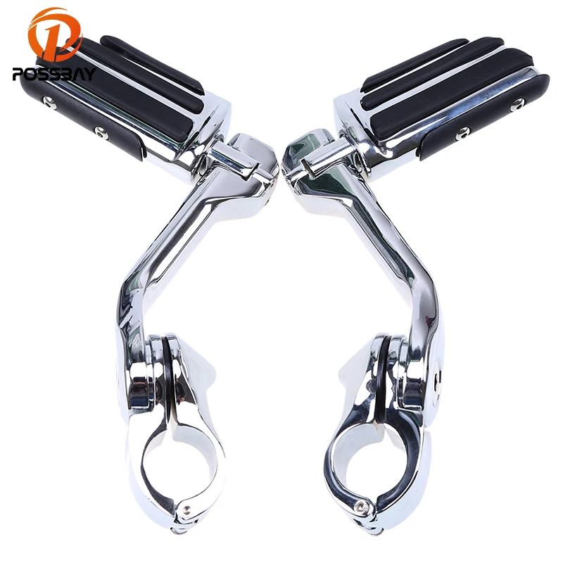 

POSSBAY 1 Pair 1-1/4" Foot Rests Motorcycle Long Angled Highway Engine Guard Foot Pegs for Harley Fat Boy XL1200 883 Foot Rest