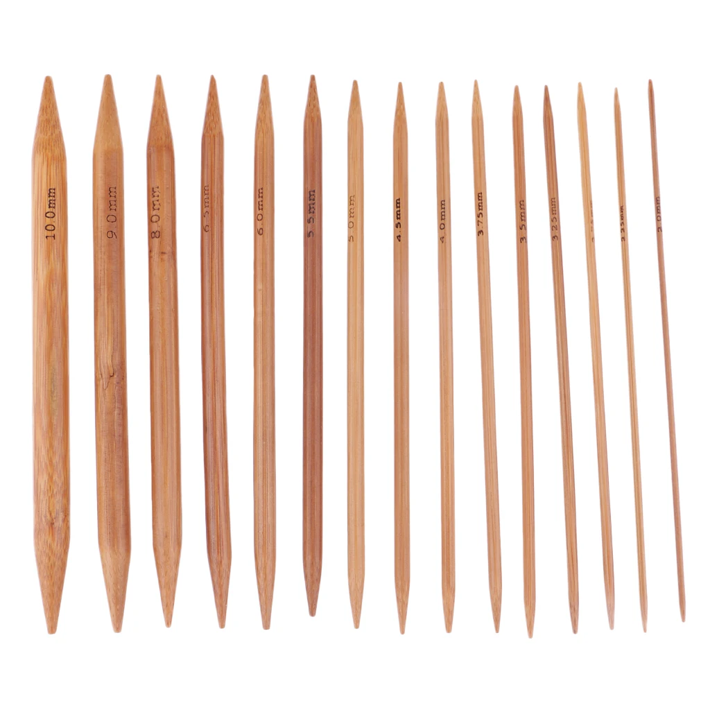 75Pcs 15 15 Bamboe Breinaalden Haaknaalden Set Breinaalden Verkoolde Bamboe Naald Trui Weave Craft(2 10 naalden| -