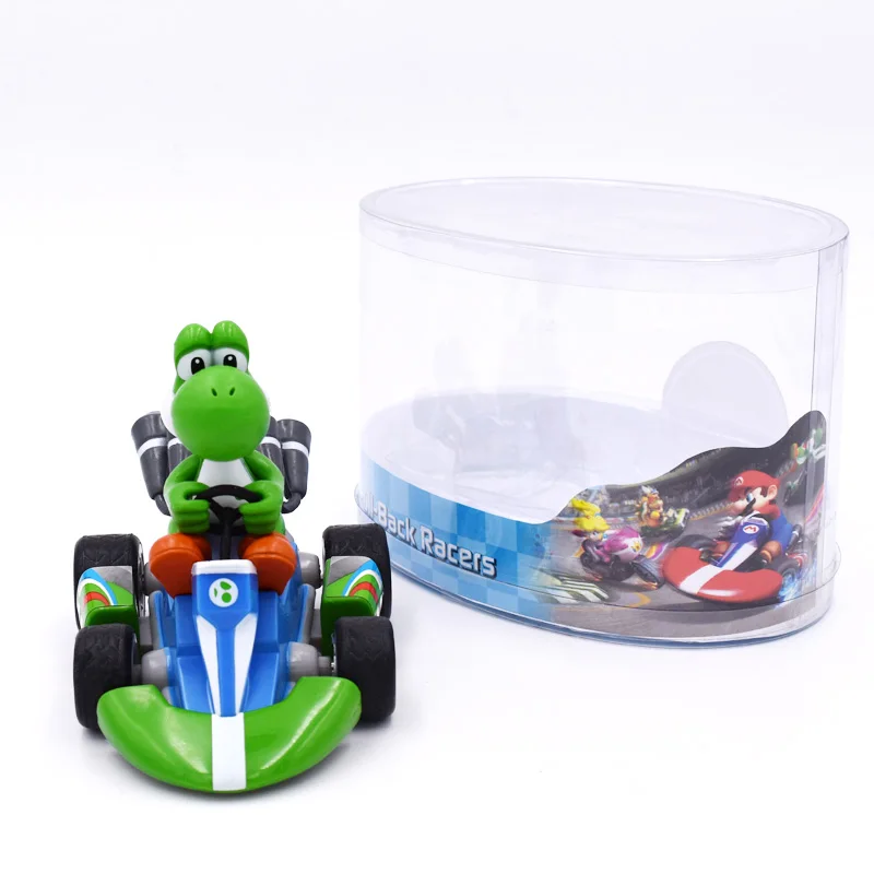 Super Mario Bros Kart Pull Back Car Figures 13cm Anime Mario Luigi Yoshi Dinosaurs Donkey Kong Bowser Princess Toad PVC Figma