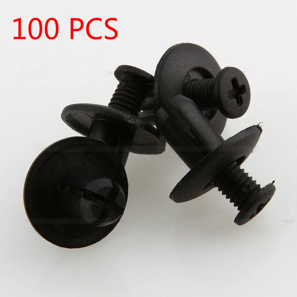 Black 8mm Car Hole Plastic Rivets Fastener Fender Bumper Push Pin Clips