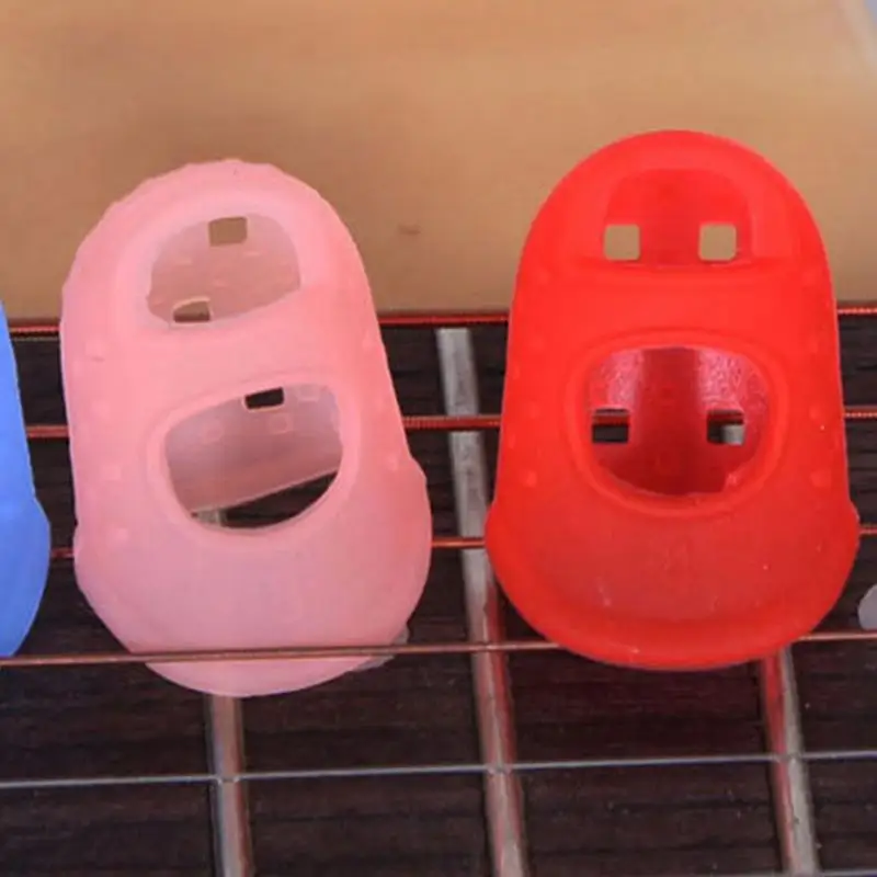 4 шт./компл. Силиконовая защита пальцев гитары пальца пленки для миниатюрная гитара укулеле гитара размеры S, M, l разные цвета