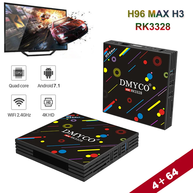 

NEW H96 MAX H3 mini Android 7.1 Smart TV BOX 4GB 64GB RK3328 Quad-Core 64bit Cortex-A53 Suppot 2.4G WiFi BT4.0 IPTV Set-top Box