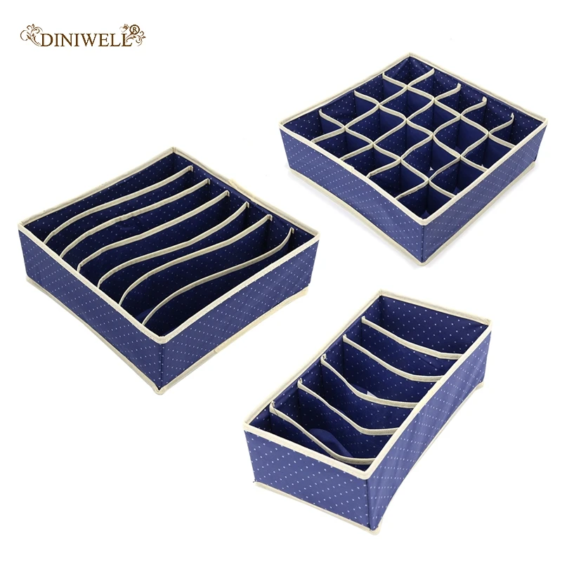 3pcs Set Non Woven Drawer Organizer Foldable Underwear Storage Box