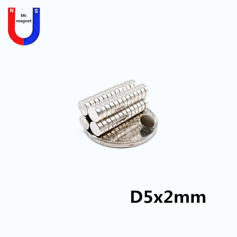 

100pcs 5*2 5x2 Rare Earth Magnets Neodymium Disc Magnets 5mm*2mm N52 Super Strong Round NdFeB Magnetic Materials 5mm x 2mm