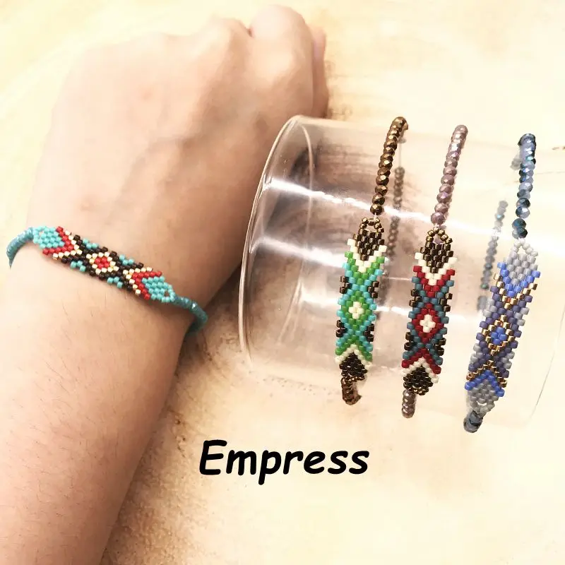 

2018 Empress New Fashion Woman Stretch Rubber Band Boho Ethnic Rectangle Crystal Bracelets Glass Miyuki Beads Adjustable