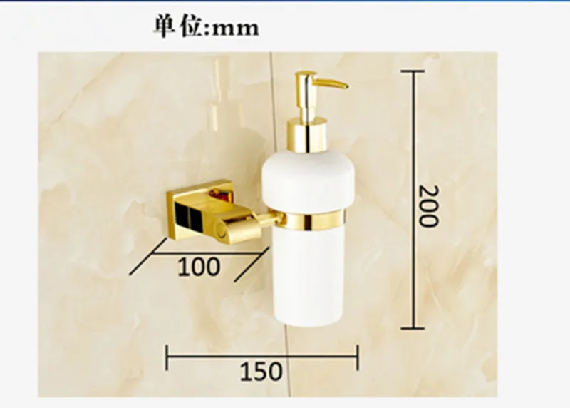 Дозаторы жидкого мыла роскошный золотой цвет дозатор мыла настенный контейнер из матового стекла бутылки Товары для ванной комнаты