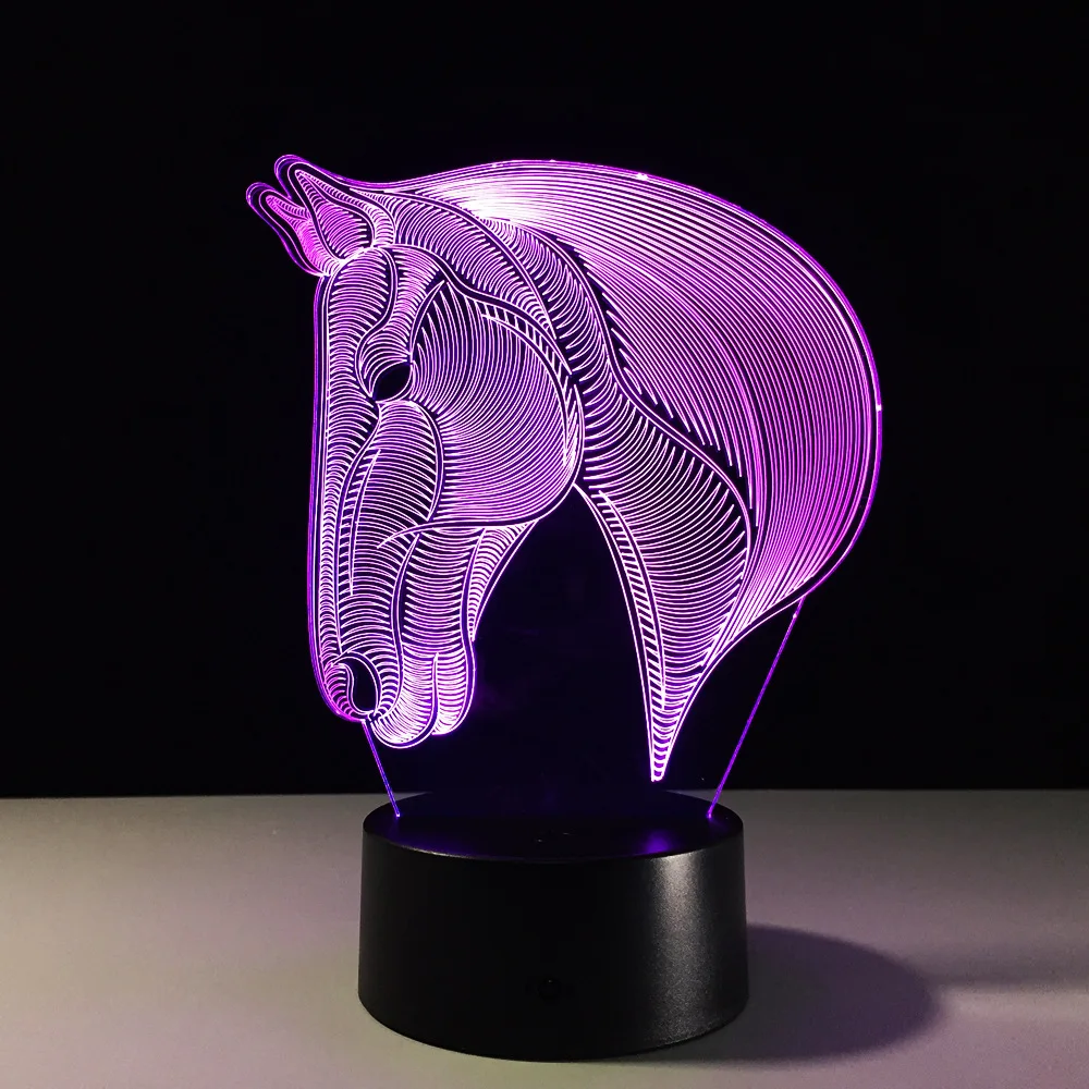  Horse Lamp -3D Optical Illusion LED Lamp Hologram Acrylic 7 Colors Changing Led Nightlights 3D ligh