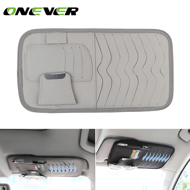

PU Leather Car CD Holder Auto Sun Visor DVD Disk Card Case Clipper Bag Car Styling Interior Organizer Cover For Glass Pen Cards