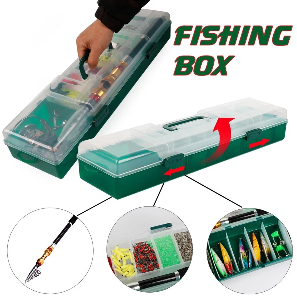 

8 Slots Adjustable Plastic Fishing Tackle Box Lure Hook Storage Box Case Organizer Fish Tool Box with Handle