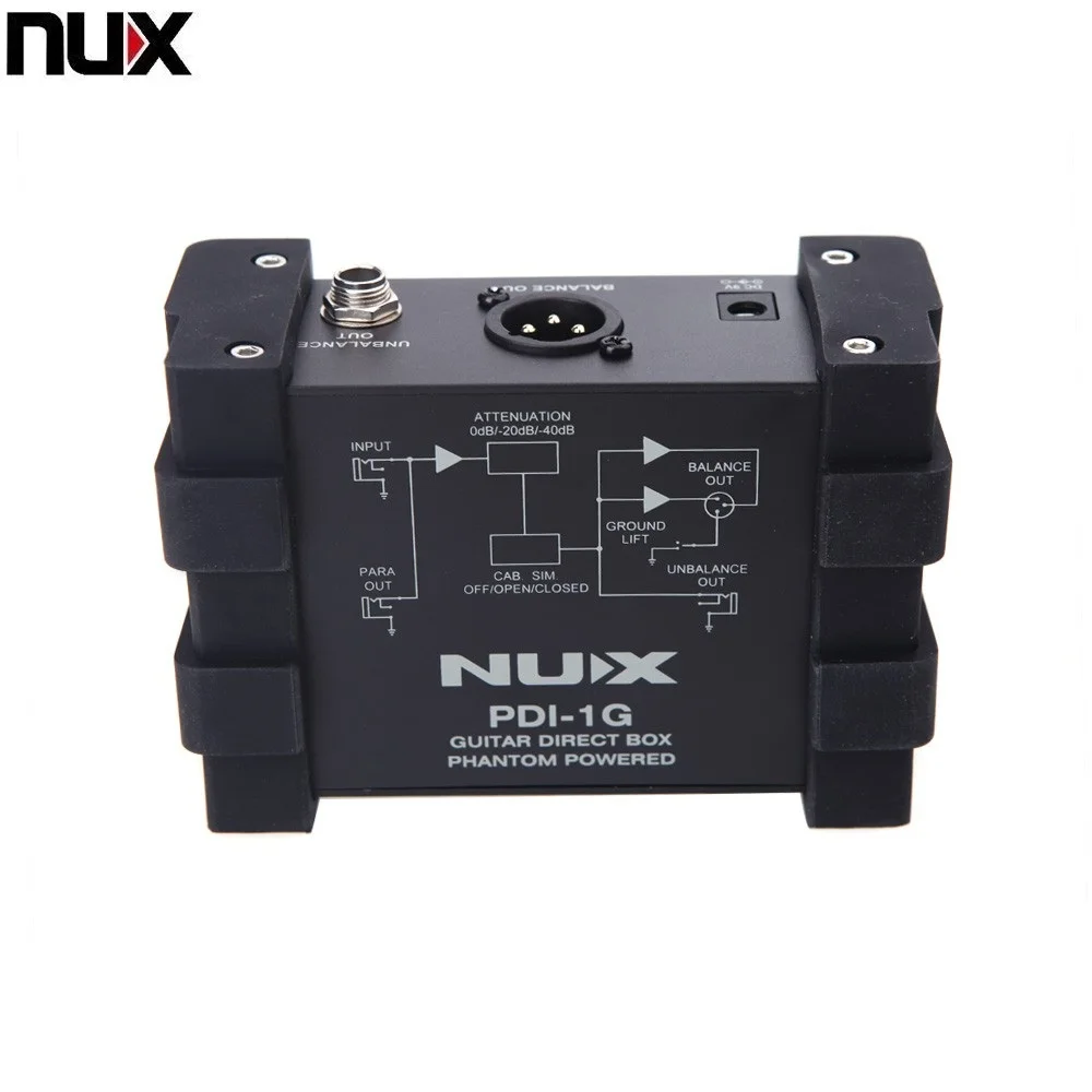 Professional NUX PDI-1G гитары прямого впрыска Phantom мощность коробка аудио смеситель Para Out компактный дизайн металлический корпус