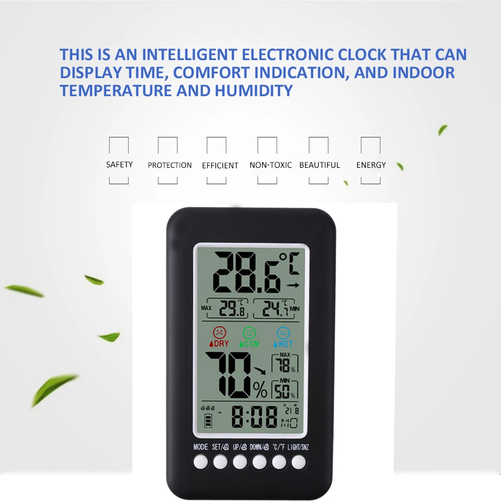 

KKMOON LED Digital Thermometer Indoor Comfort Indication Hygrometer Smart Digital Voice-activated Backlight Electronic Clock