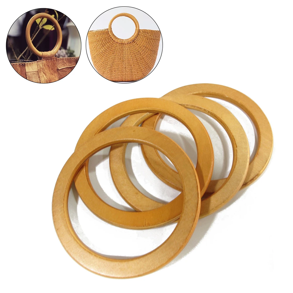 1Pair Round Bamboo Bag Handle for Handcrafted Handbag DIY Bags Accessories EES