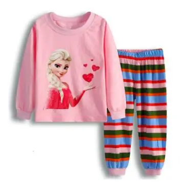 Фирменная Новинка принцессы для девочек комплект одежды для сна Детские пижамы Детские длинный рукав ночное белье хлопковая Детская одежда пижамы - Цвет: 13 style