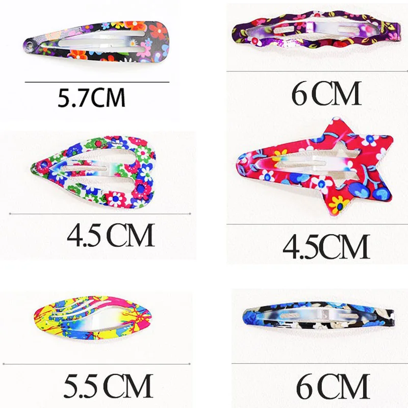 Murushe 12PCS Children Snap Hair Clips Barrettes Girls Print Geometric Hairpins Headbands for Kids Hairgrips Hair Accessories (2)