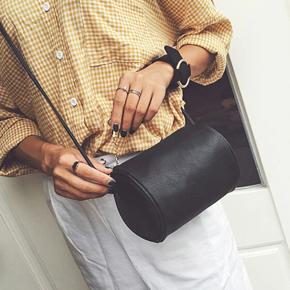 

Fashion cylinder single shoulder diagonal bag handbag female cover clutch Messenger bag ladies wallet #Zer