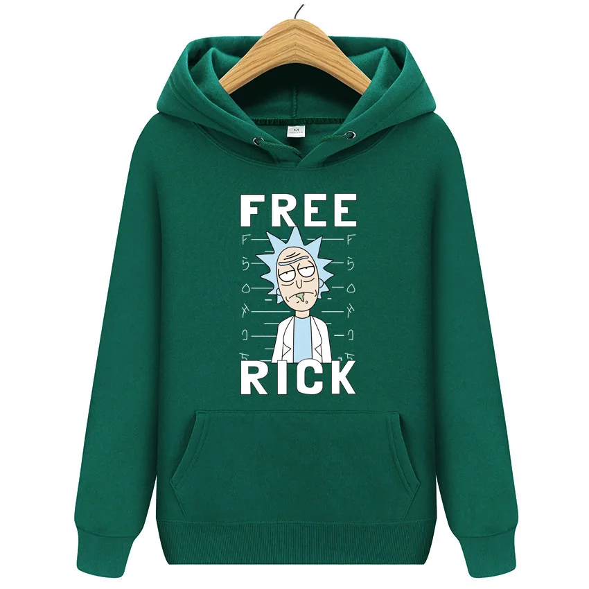 Autumn Plus Velvet New Design Rick And Morty Cotton Hoodies Funny Print Fashion Hoodie Man Rick And Morty Casual Hoody - Цвет: Green