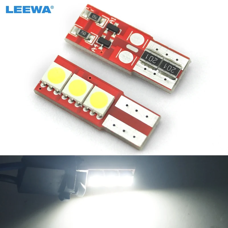 LEEWA 2pcs Super White T10/W5W/194/168 5050 3LED NO ERROR CANBUS Car LED Light Bulbs Door 12V #CA1644 | Автомобили и мотоциклы
