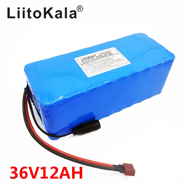 LiitoKala 36 В 12AH батарея для электровелосипеда Встроенная 20A литиевая батарея BMS упаковка 36 вольт с 2A зарядкой Ebike батарея