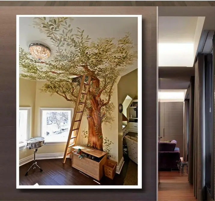 DIY 3D Настенная Наклейка Настенная домашний декор огромное дерево Съемная наклейка на дверь декол 77*200 см