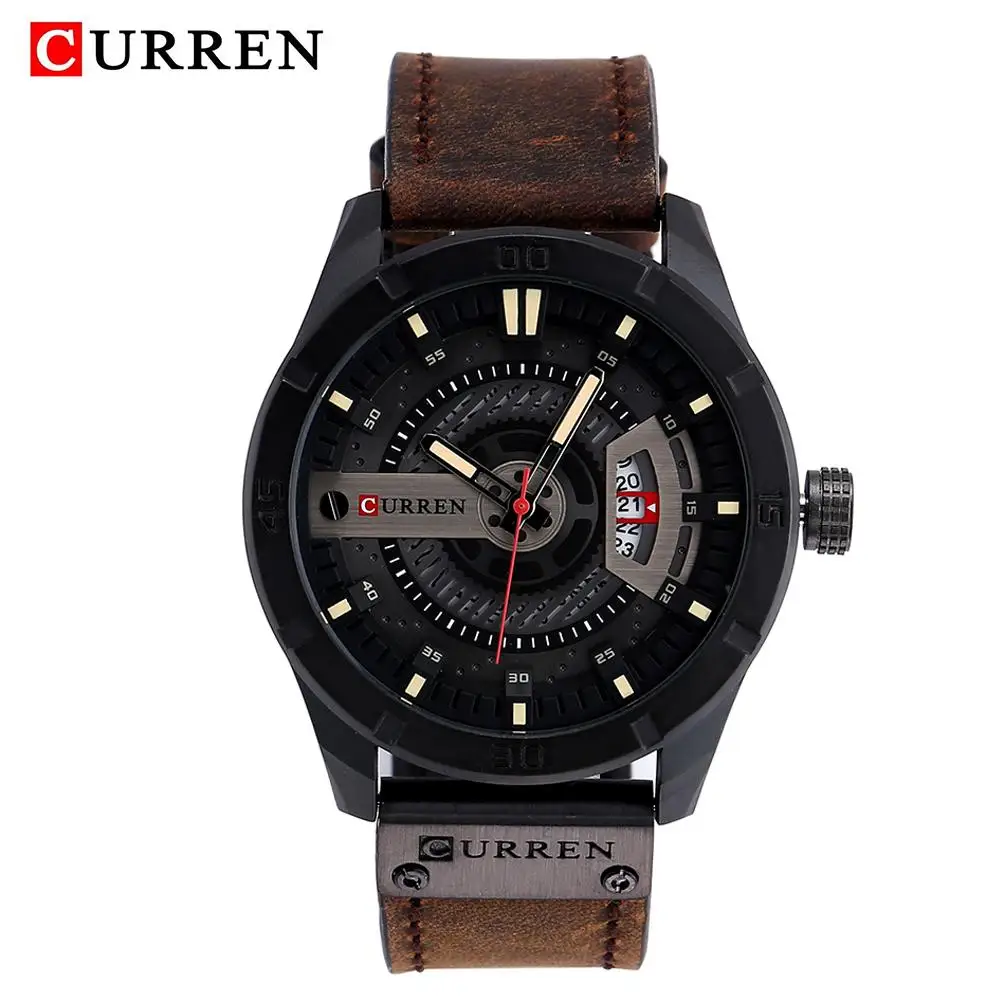CURREN 8301 Топ Бренд роскошные часы для мужчин Дата Дисплей Кожа Творческий