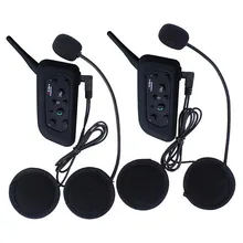 2Pcs V6 Motorcycle Helmet Intercom BT Headset 6 Riders 1200M Bluetooth Interphone Wireless Walkie Talkie Bikers