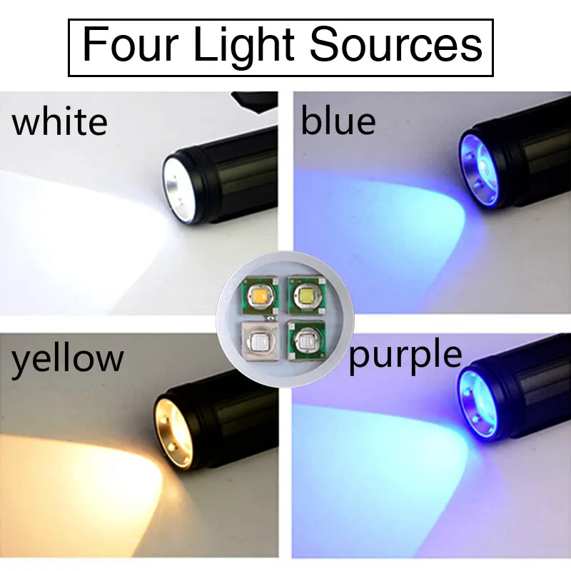  4 Color Fishing Light Led Flashlight Torch Portable Powerful Fishing Lamp USB Rechargeable Searchli - 32993594514