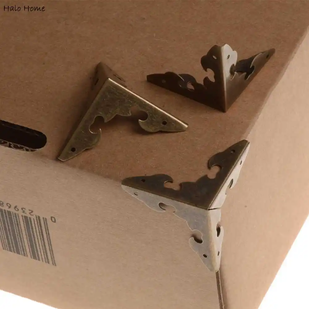 10 Piece Antique Bronze Plated Hollow Luggage Decorative Protectors Corner Wooden Case Decorative Table Box Bags 41x30mm