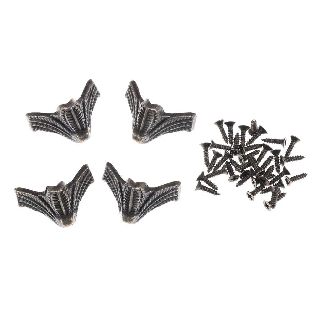 4pcs Wood Box Antique Foot Brass Jewelry  Decorative Feet Leg Corner Bracket Cabinet Protector For Furniture Hardware