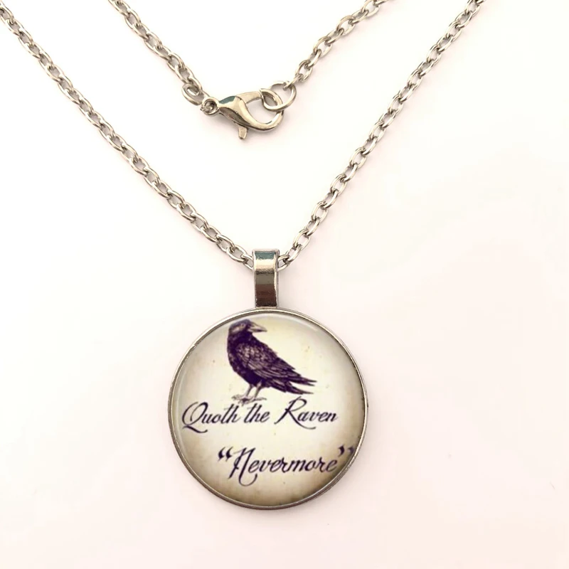 

The Raven Nevermore Quote Image Necklace Bronze Edgar Allan Poe World Book Day