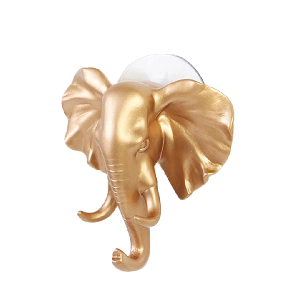 

1 Hook Household Elephant Shape Hanger Multi-Purpose Hook Kitchen Hook Bathroom Free Punching Suction Cup Towel Hook (Golden)
