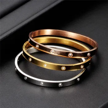 

LETAPI Fashion Bracelets For Women Lover Stainless Steel Bracelets & Bangles Crystal Gold Color Women Jewelry Gift