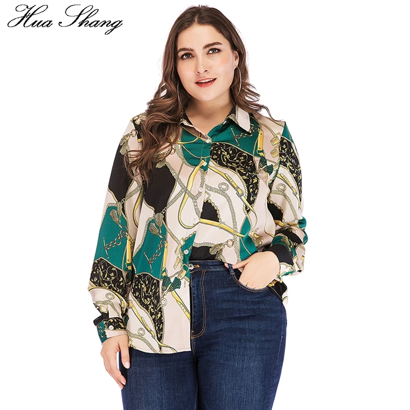  4XL 5XL Plus Size Ladies Office Shirts Women Summer Turn Down Collar Long Sleeve Shirt Green Floral