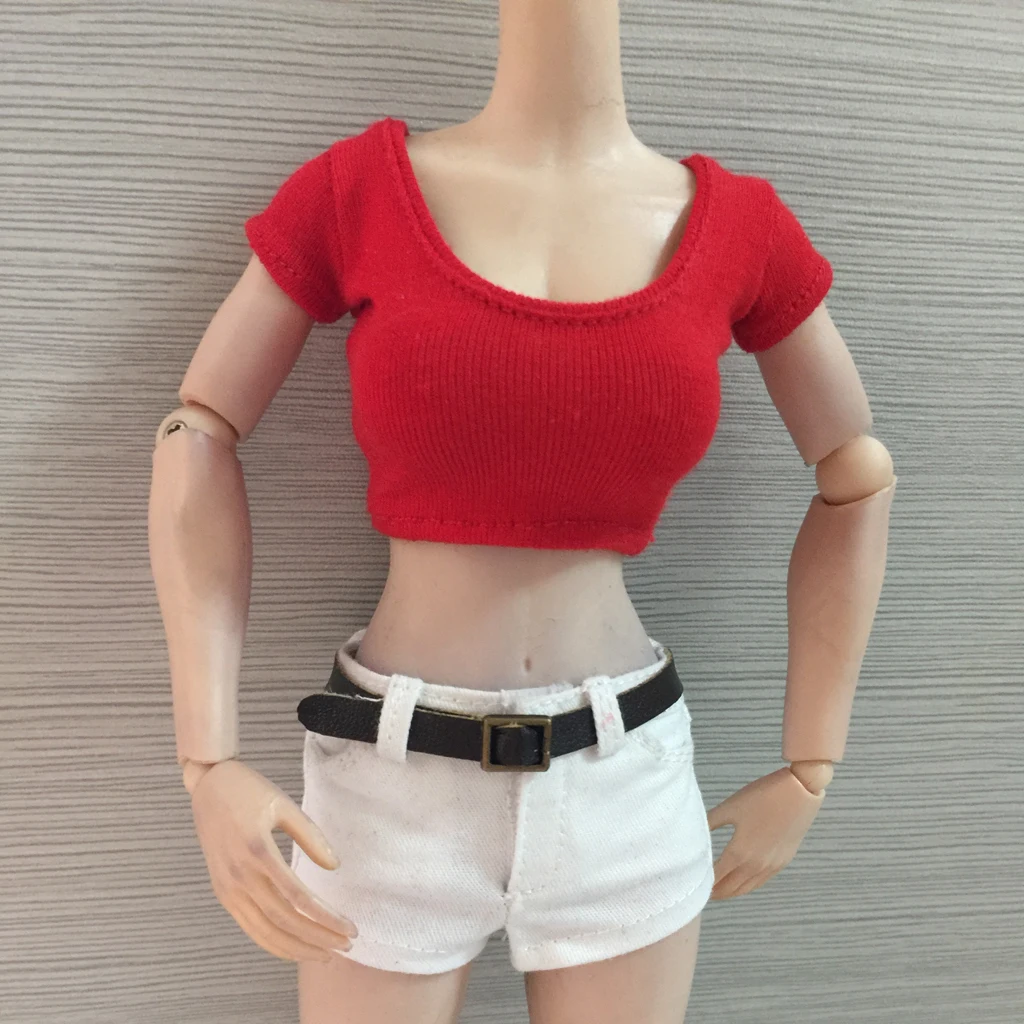 Fashion 1/6 Short Sleeve Crop Top T-Shirt Vest for Blyth 12