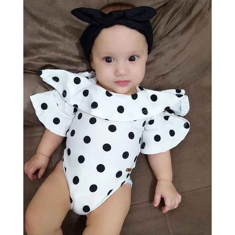 0 24M Newborn Bodysuits Infant Baby Girls Bodysuit Polka Dot Infant