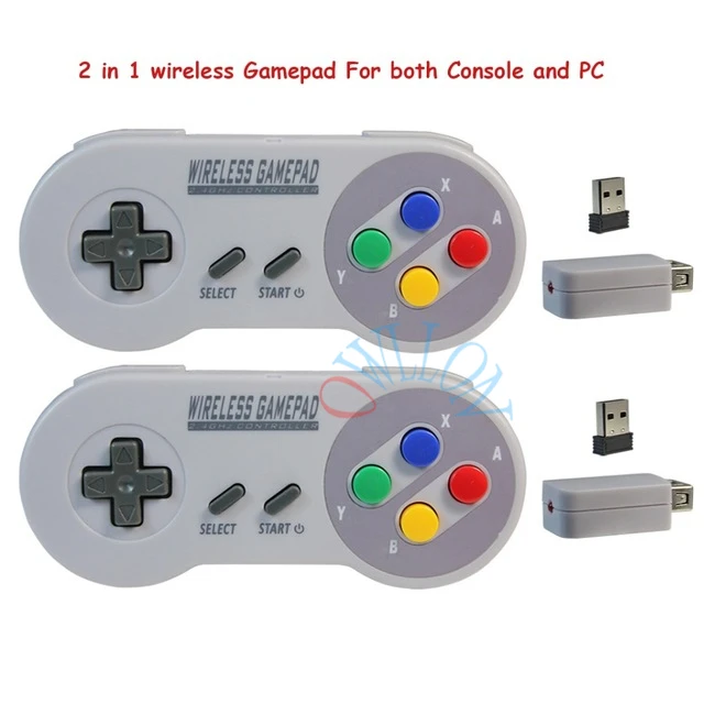 

2 Reciever Wireless 2.4G Game Controller Joypad Joystick Controller for SNES for Super Nintendo Classic MINI for PC Windows USB