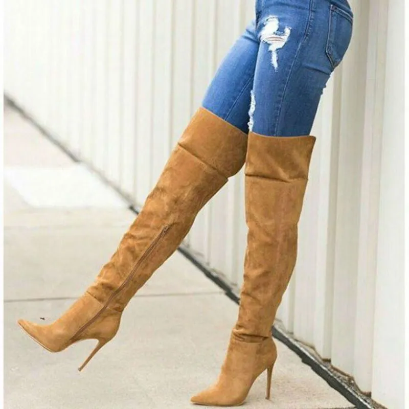 denim thigh high boots wide calf