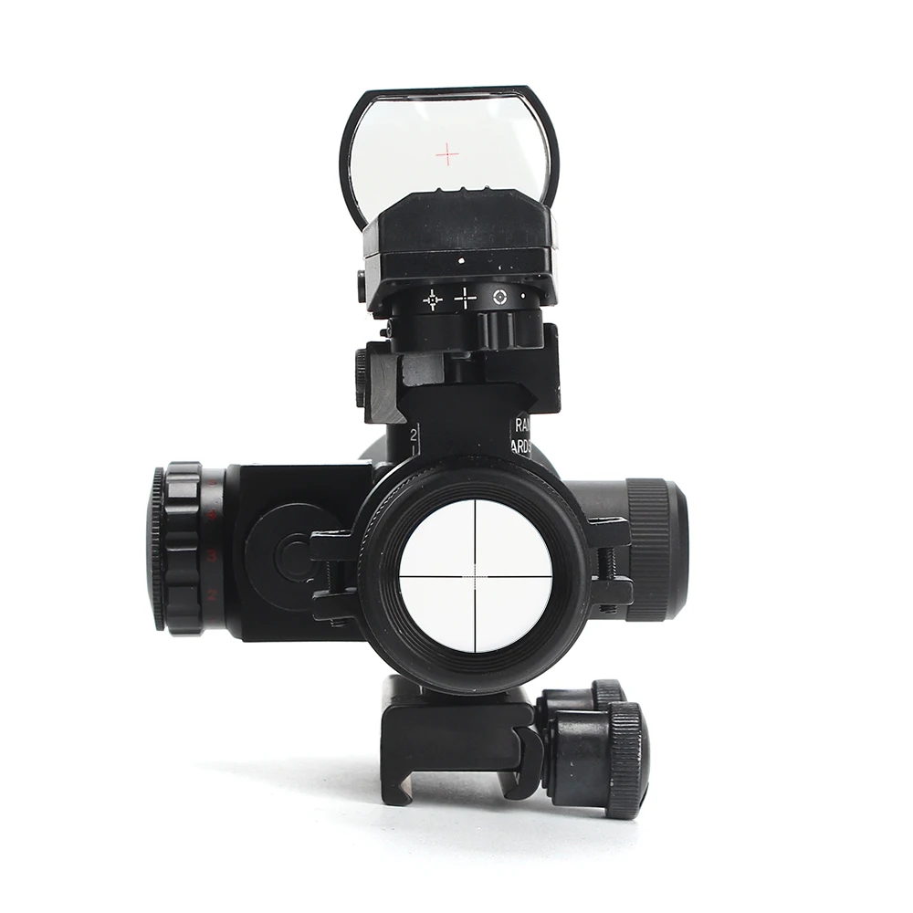ohhunt 2.5-10X40 Rifle Scope Red Green Illuminated Rangefinder Reticle Holographic 4 Reticle Sight Red Laser Combo Riflescopes (6)