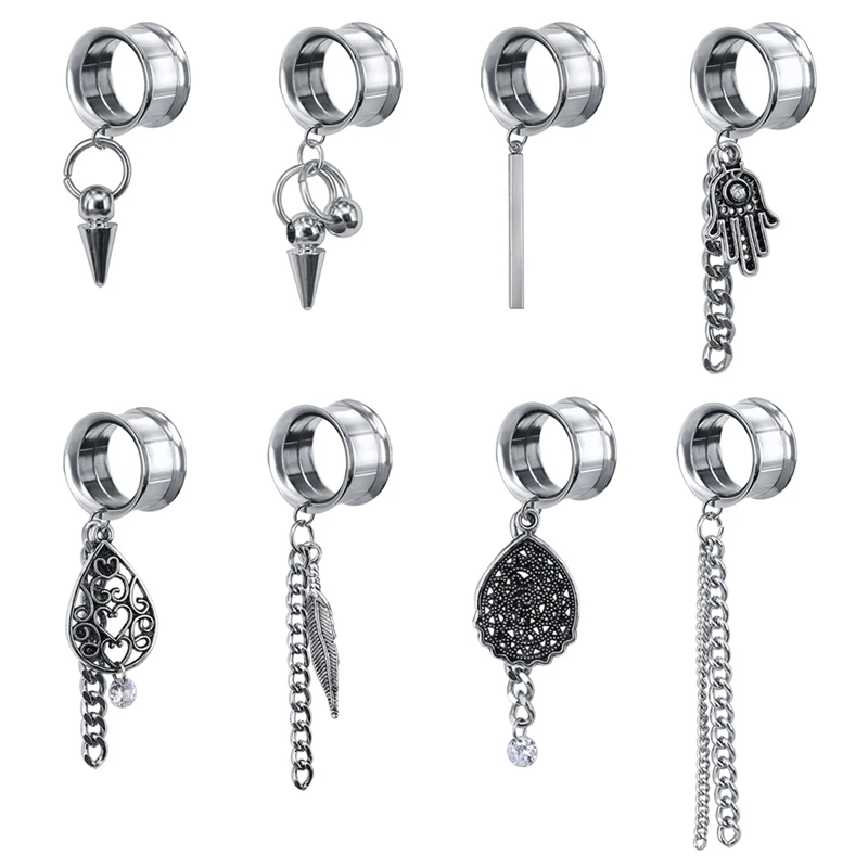

ZS 5-22MM Stainless Steel Ear Plugs and Tunnels Dangle Ear Piercings Expansion Ear Stretched Piercing Flesh Tunnels Body Jewelry