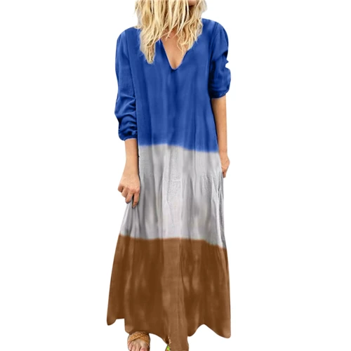 JAYCOSIN, модная одежда, женское сексуальное градиентное платье в полоску с коротким рукавом, свободные вечерние платья макси для девочек, весеннее платье - Цвет: BU