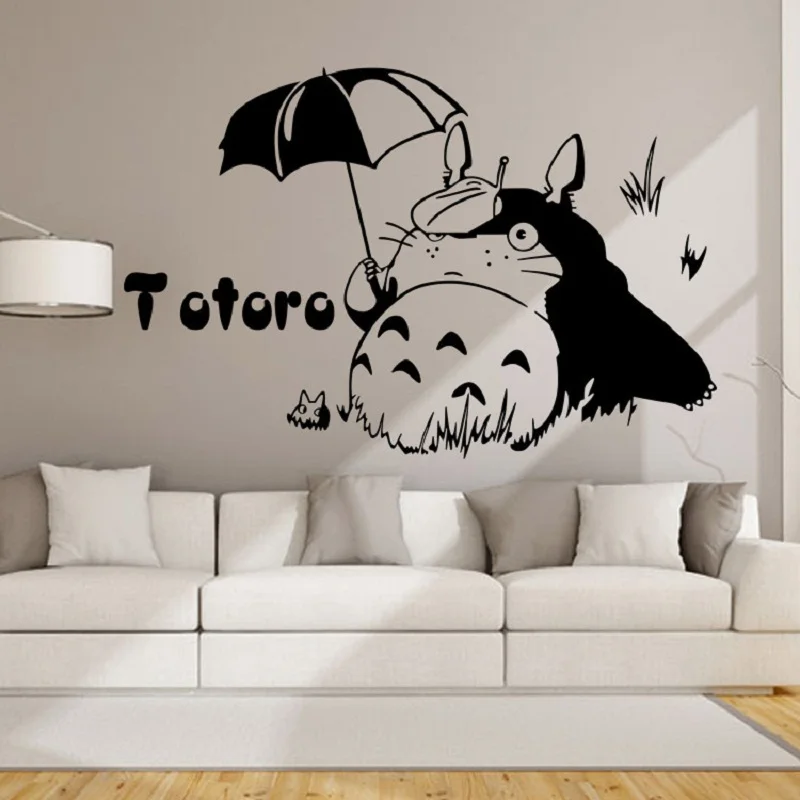 宮崎駿ジブリトトロ壁のステッカー漫画となりのトトロ壁紙家の装飾壁アートdiy Totoro Wall Sticker Sticker For Kids Roomwall Stickers For Kids Aliexpress