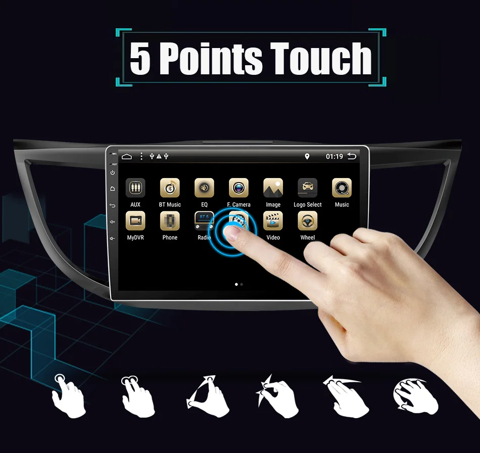Top Eunavi 10.1" Android 8.1 8 core gps multimedia player For Honda CR-V CRV 2012-2016 car navigation raido video audio player 2 din 5