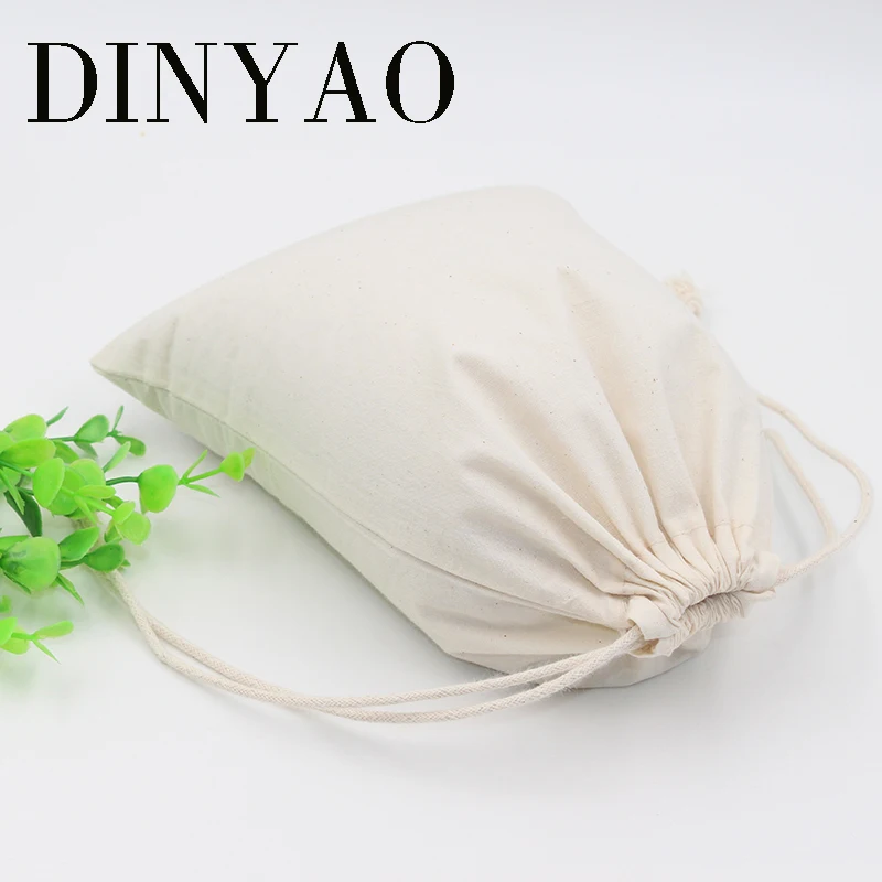 1 pcs/lot 39*49cm 130g cotton bag Wholesale storage food bag Logo travel large cloth Drawstring ...