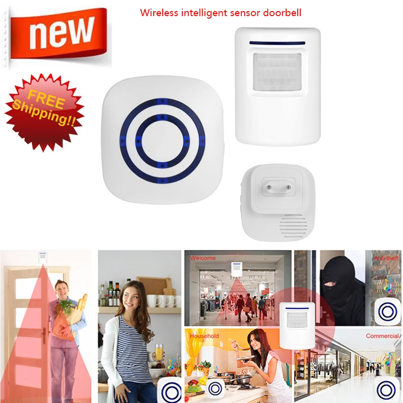 

Smart Home Security Welcome Wireless Doorbell Smart Doorbell Alarm 38 Songs with Waterproof Digital Infrared Human Body Sensor