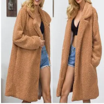 

Brieuces new Winter Women lapel Long imitation Fur Coat Domineering woman Long Sleeve Feral Faux Fur Coats Fashion Warm Outwear