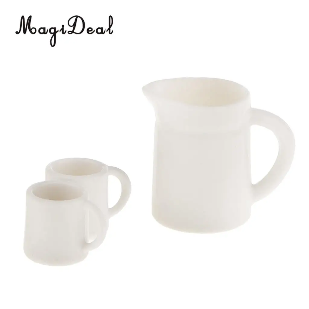 MagiDeal 1:12 Dolls House Miniature Tea Coffee Cups & Pot Set for Dollhouse Kitchen Restaurant Decor Kids Pretend Role Play Toy