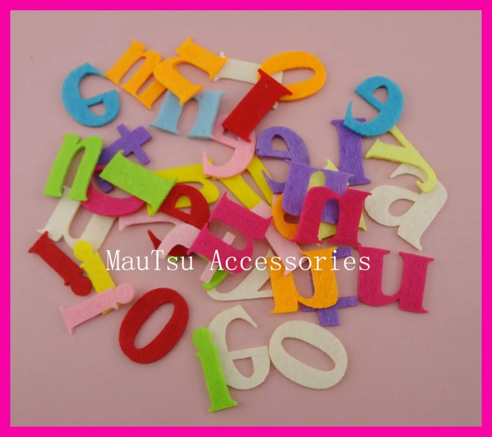 200PCS 2.8cm*4.0cm Felt English Letters Words Patches Appliques,lower