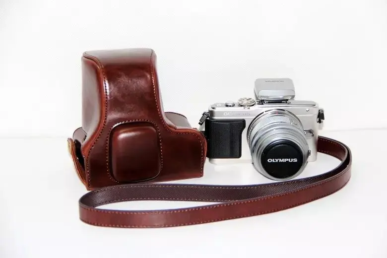 Ретро винтажная сумка для камеры Жесткий чехол для камеры Olympus EPL5 E-PL5 EPL6 E-PL6 EPM2 E-PM2 с ремешком - Цвет: Coffee