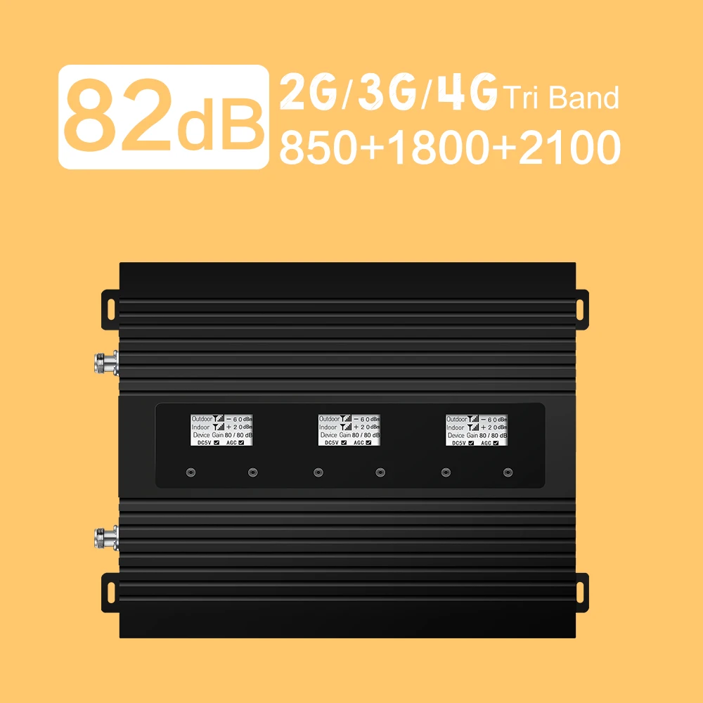 2019 New Amplifier 82dB Gain 850 1800 2100 Smart Amplifier UMTS B1 B3 B5 Cellphone Cellular Repeater 2G 3G 4G LTE Signal Booster