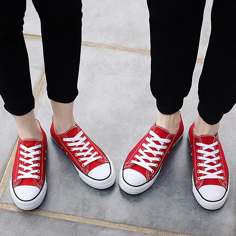 GUDERIAN New 2019 Spring Summer Canvas Shoes Men Low Top Black Red White Shoes Men Flat Fashion Casual Couple Shoes Footwear